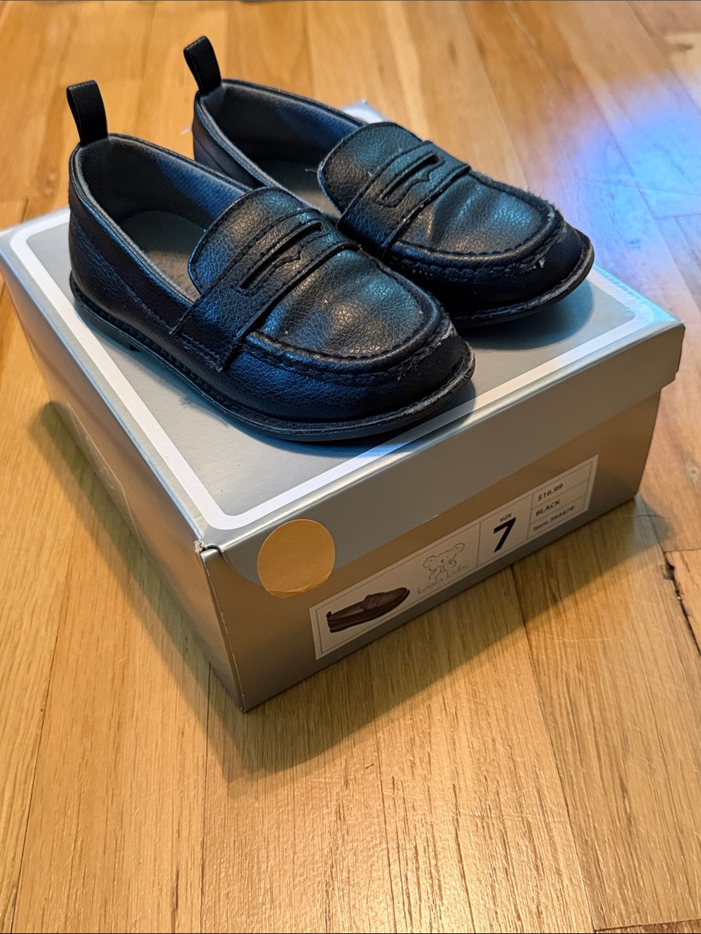 Koala Kids Black Slip on Penny Loafers for Toddlers